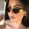Vintage Women Oval Sunglasses Steampunk Retro Small Metal Designer Eyewear UV400 Protection Fashion