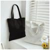 DIY Shoulder Bag Large Capacity Black White Canvas Shoulder Tote Bag Folding Eco Cotton Handbag Reusable Shopping Bag