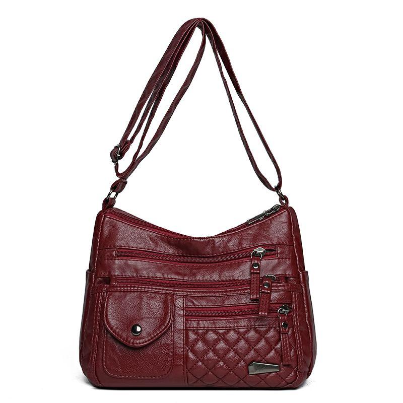 Ladies' Fashionable PU Leather Multi-layer Large Capacity Versatile Women's Bag, Single Shoulder Crossbody Bag