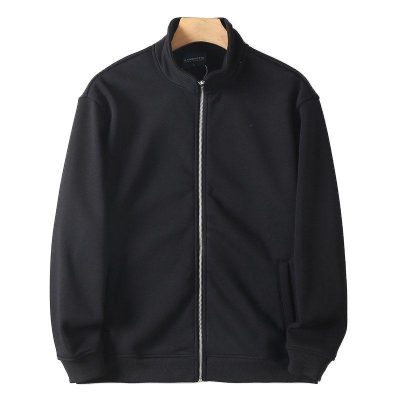 Foreign Trade Original Order Heavy Velvet Coat Men's 2024 Autumn and Winter New Warm American Solid Stand Collar Hoodie Jacket Tide