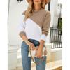 Womens Loose Fit Colorblock Knit Sweater Round Neck Long Sleeve Pullover Office Casual Wear