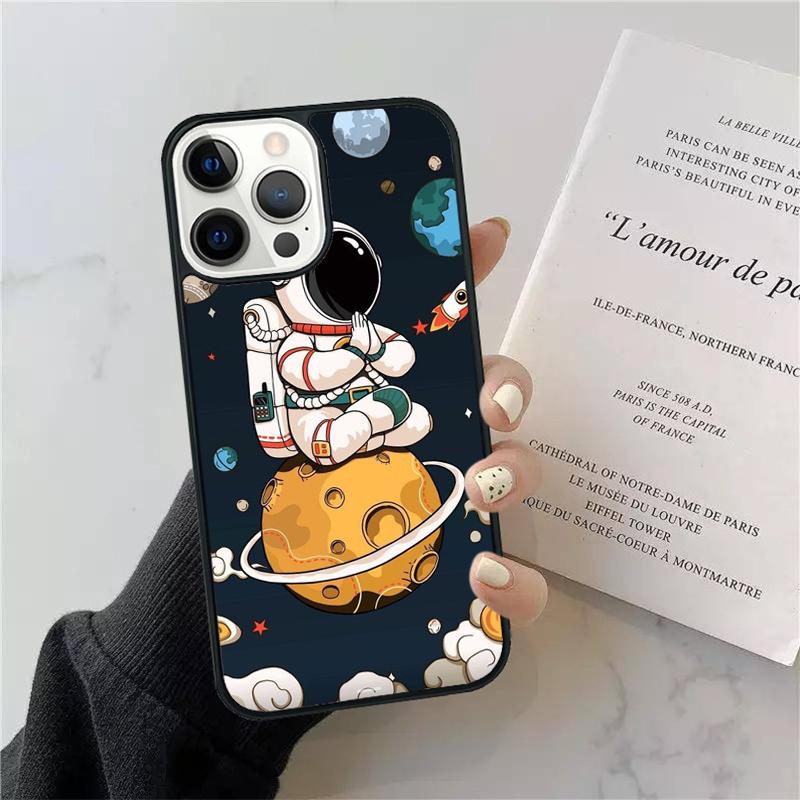 Cute Cartoon Astronaut Phone Case Cover For iPhone 17 Air 15 13 Pro Max 16 14 Plus 11 12 Apple max