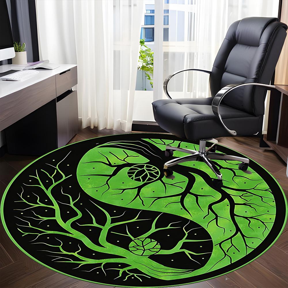 1pc Yin Yang Tree Office Round Area Rug, Indoor Mat Suitable For Office, Under Office Chairs Bedroom Living Room Home Decor205