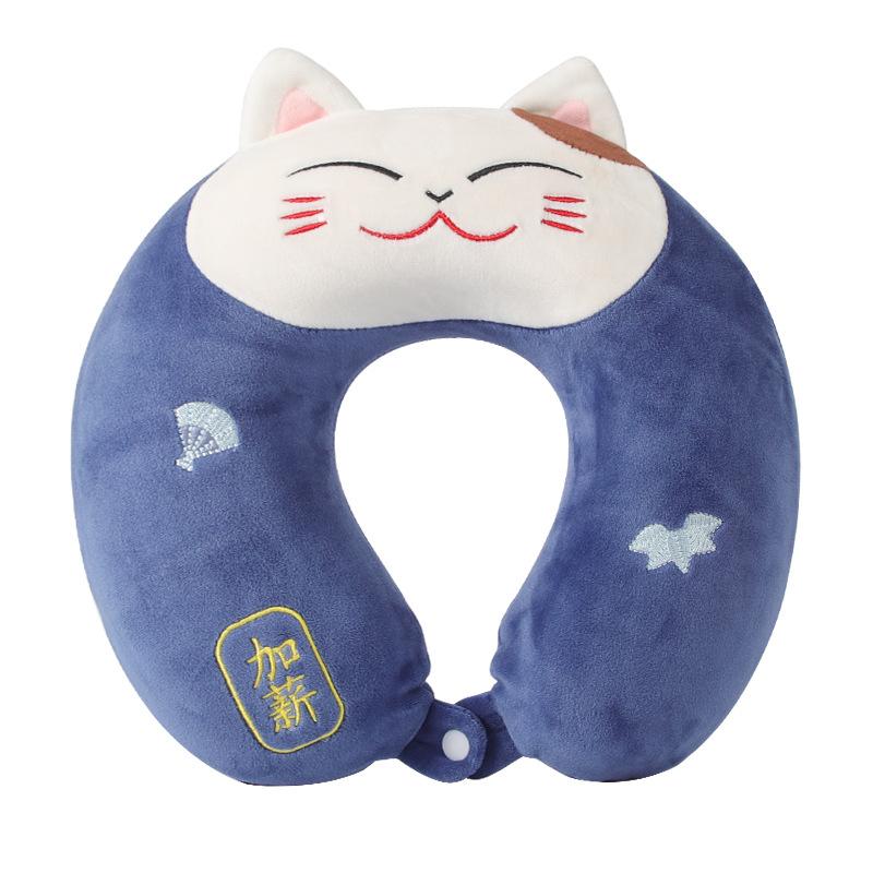 Cartoon U-Shaped Pillow Memory Foam Pillow Core Neck-Protecting Pillow for Airplane Car Travel Portable Office U-Shaped Pillow