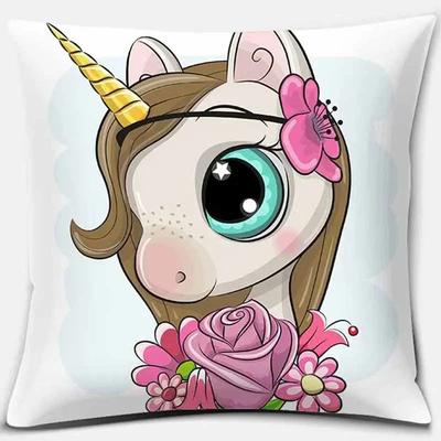 Fodera per cuscino per divano per auto con federa quadrata per cuscino con unicorno di cartone animato