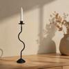 14.45x3.19in Taper Candle Holder Wavy Curve Design Metal Candle Holder  for Home Decor