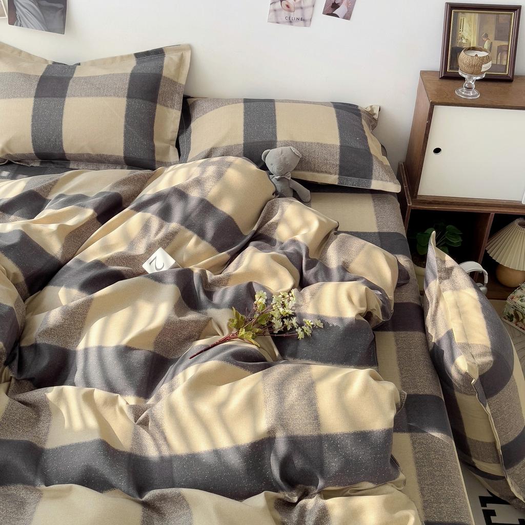Thickened twill abraded four-piece set cartoon cute printed student dormitory bed sheet quilt set three-piece set