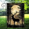 2D Flat, 1pc Double-Sided Printed Garden Flag, Linen Material, No Flagpole Included, 2D Flat Print, Moonlit Deer Shadow Garden Flag, 2D Flat