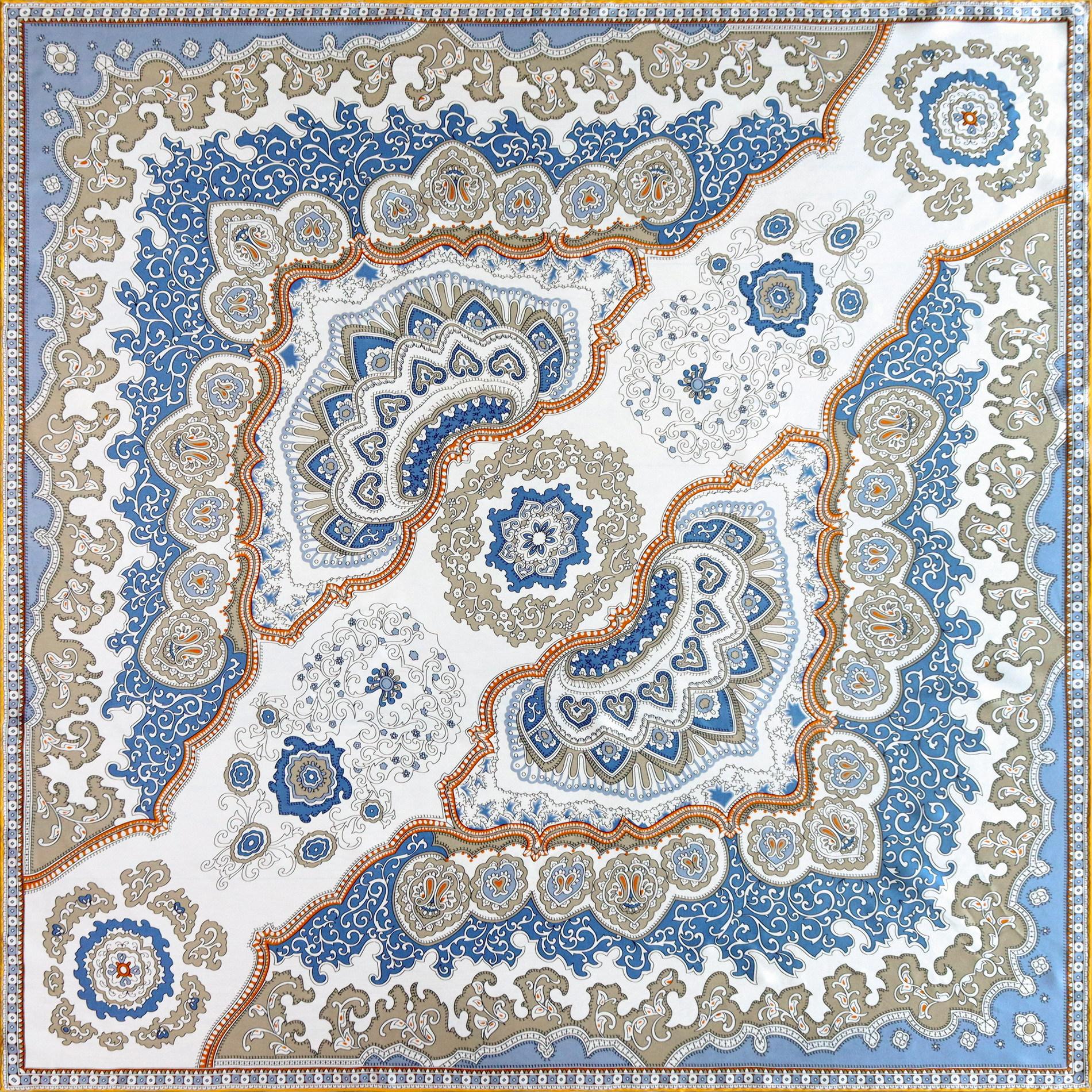 Dunhuang retro pattern classical temperament literary style plain crepe satin silk scarf large square scarf mulberry silk scarf shawl 110*110CM