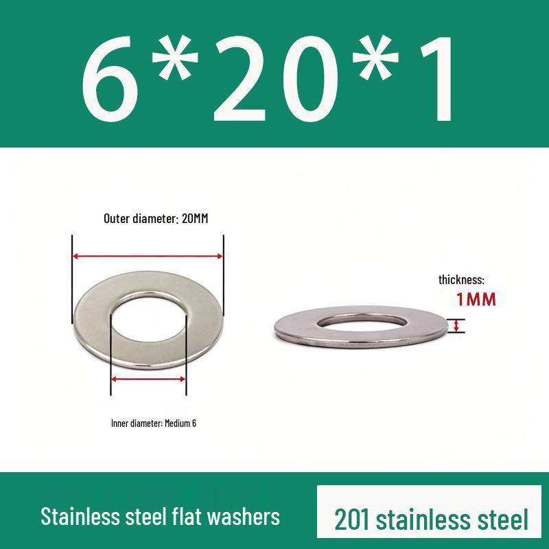 201 Stainless Steel Rust-proof Flat Washer - National Standard Hardware Fasteners with Complete Specifications, In Stock.
