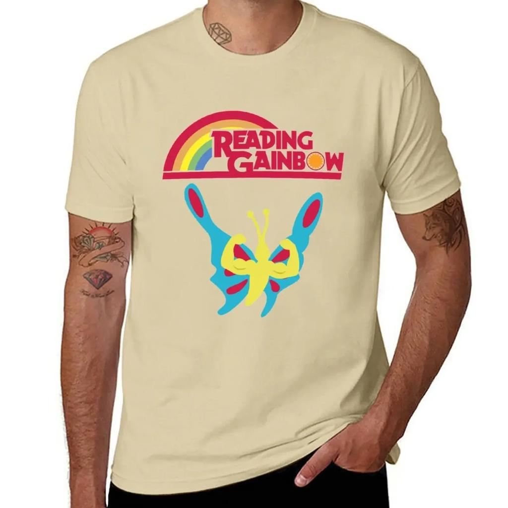 Reading Gainbow T-Shirt anime clothes boys animal print funnys fitted t shirts for men
