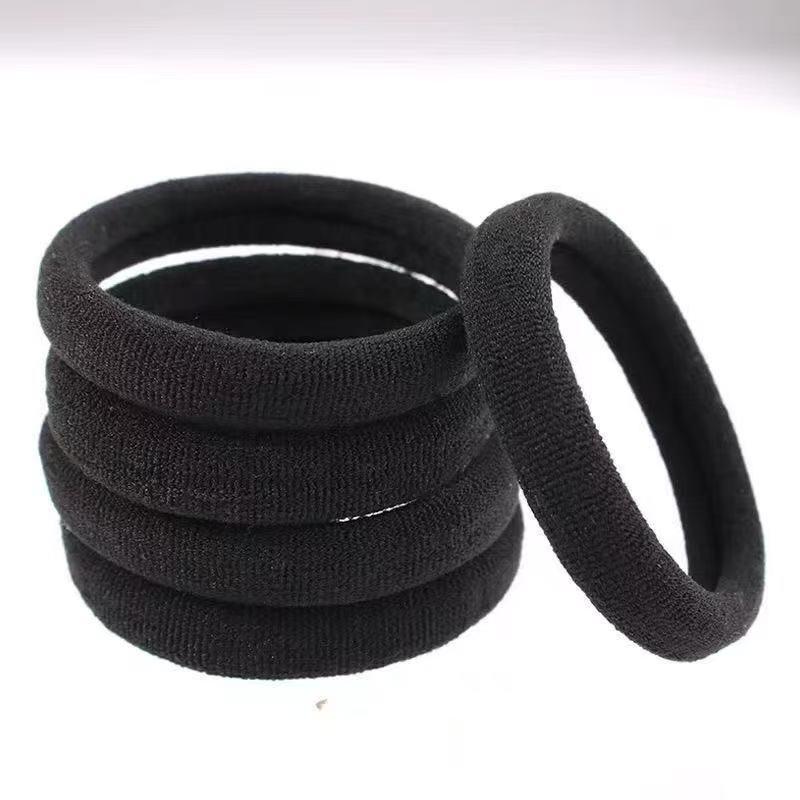 Classic Black 4CM High Elastic Seamless Hair Band - Durable, Traceless Hair Accessory for Women