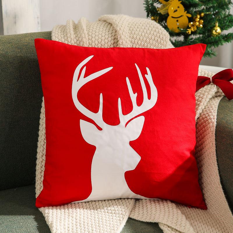 Reindeer Christmas Pillowcase, Winter Snowflake Embroidery Cushion Cover 45x45cm, Cross-border Bestseller