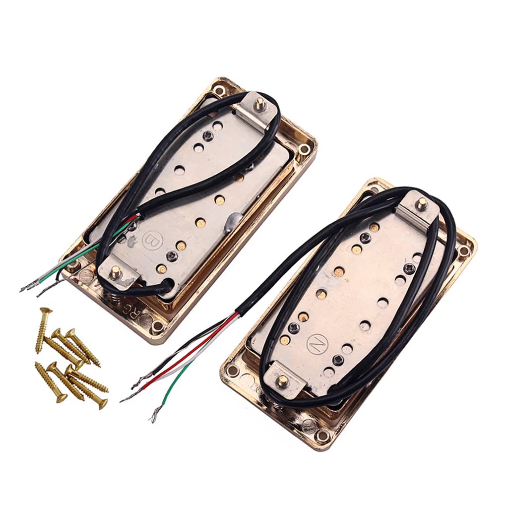 Ogdni Guitar Humbucker Pickup Double Coil Neck and Bridge Pickup Replacement Parts for LP Electric Guitars Set, (Gold)