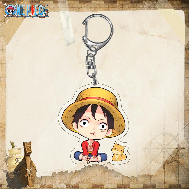 

Anime Acrylic Keychain for One Piece Karoo Bartholomew Kuma Monkey D. Luffy Brook Q Version Acrylic Key Ring Decoration Pendant