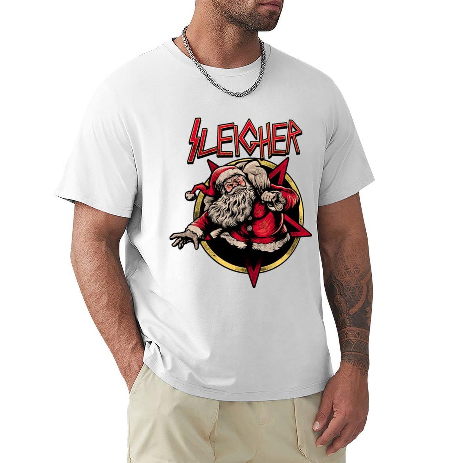 Rock Sleigher Santa Claus Heavy Metal Christmas Pullover TShirt anime tshirt oversizeds Blouse shirts graphic tee men S