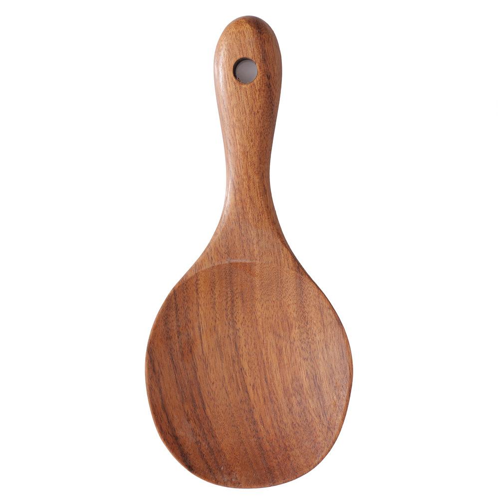 7-inch Natural Teak Rice Spoon and Shovel, Multi-Purpose Non-Scratching Cooking and Serving Utensil, Brown
