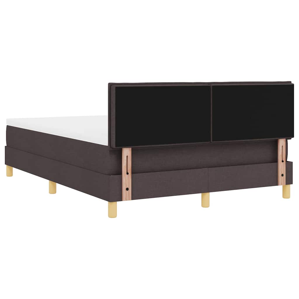 Box Spring Bed with Cushions Dark Brown 140 X 190 Cm Fabric