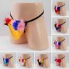 Men Thong Cartoon Bird Shape Feather Decor U Convex T-shaped Elastic Strap Pornographic