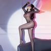 Hochelastischer Damen-Unitard Sexy Offener Schritt Durchsichtiger Jumpsuit Nachtclub Exotischer Bodysuit Glatter Formgebender Leotard für Frauen