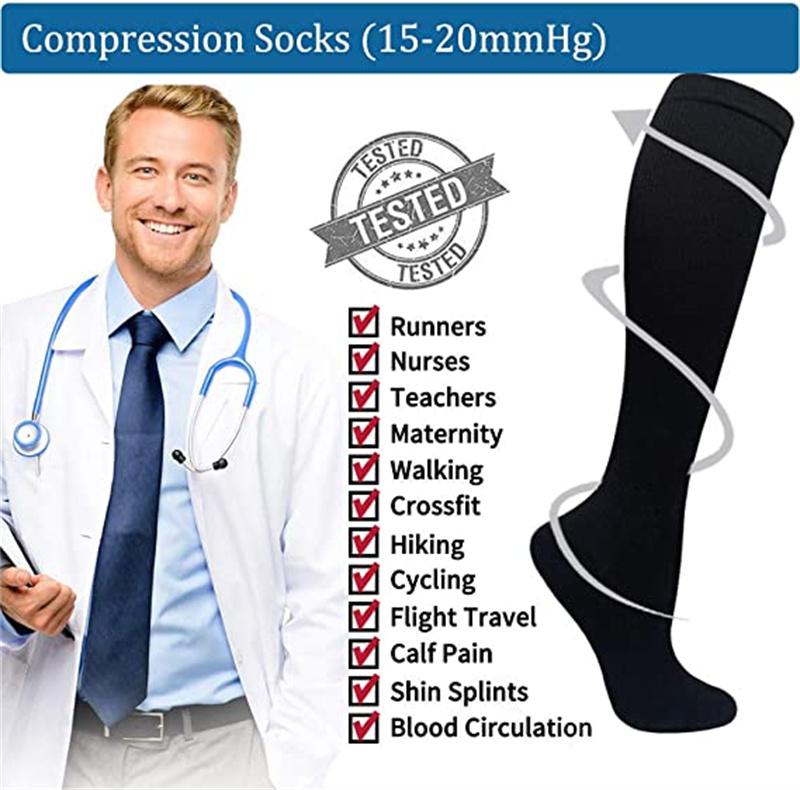Low Price Clearance 2/4/6/8/10 Pairs Men Compression Socks Cat Dog Animal Prints High Stockings Running 20-30mmhg Sports Socks