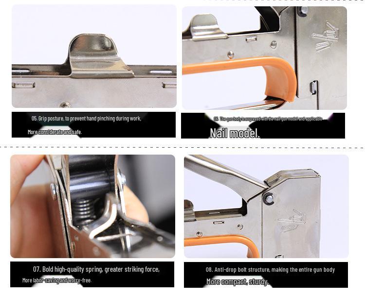 Manual Air Brad Nailer & U-Shaped Nail Stapler for Advertising Canvas & Oil Painting 1008F