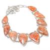 Natural Sunstone Necklace 18" Adjustable Chain Silver Tone Pear Gemstone PT 3909