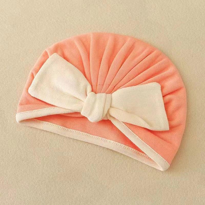 

Детская шапочка-тюрбан с бантом для новорожденных, мягкая хлопковая, весна-осень, тонкие шапочки, симпатичный большой бант, эластичные аксессуары для новорожденных оранжевый