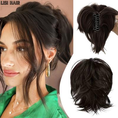 Synthetic Messy Short Ponytail Claw Wig Wig Extensions Wavy Style For Women Party Daily Wear