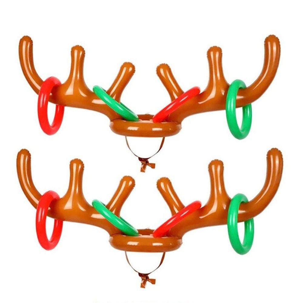 Festival Reindeer Ring Toss Inflated Toys Ferrule Game Inflatable Antler Hat Christmas Headband