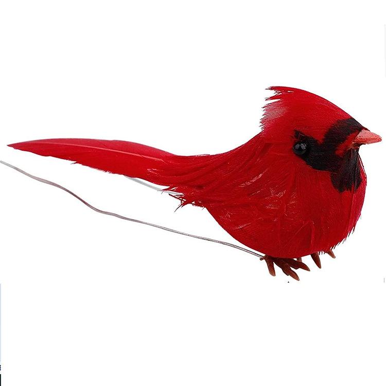 

Mini Cute Christmas Red Bird Standing or Clip Style Simulated Gardening Decoration Handicrafts Home Ornament Photography Props