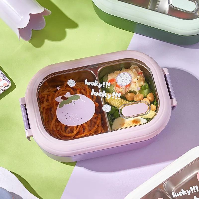 Thermoisolierte Lunchbox, tragbare Edelstahl-Bentobox für Studenten und Büroangestellte, hermetische Bento-Box mit hoher Kapazität, Picknick-Lunchbox