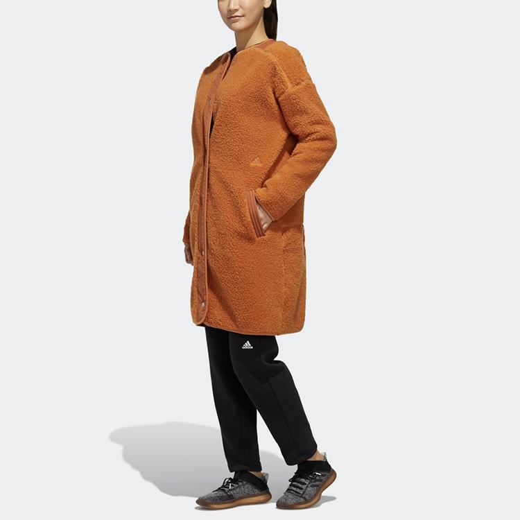 Adidas W S2S Boact Casual Sports Mid-Length Plush Knitted Jacket Women Jacket Khaki-Brown ED1511