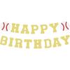Set of 2 Pre-Strung Baseball Happy Birthday Banner - Blue Glitter Baseball Themed Birthday Party Decorations Supplies for Boys or Girls, Photo Booth