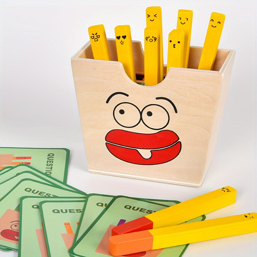 Color and expression matching games - wooden sensory training toys for fine motor skills, hand-eye coordination, including puzzle cards