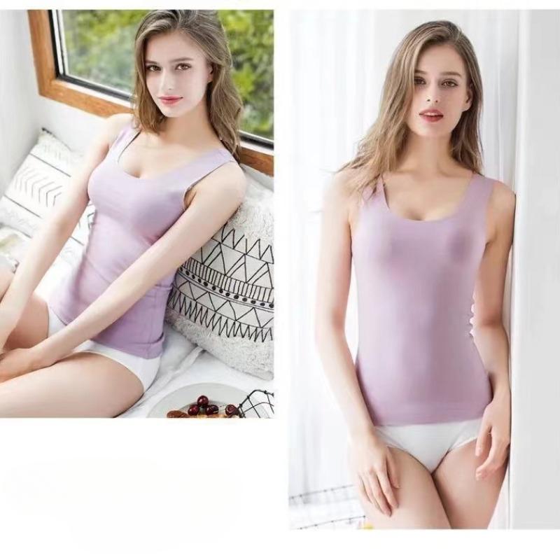 Women Winter Warm Underwear Solid Color Thermal Casual Nightwear Sexy Elasticity Female Thin T-shirt Sleeveless Tops