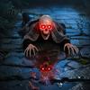 Ornements de Pelouse Effrayants Halloween Brisant le Sol Squelette, Crâne Géant Lumineux Accessoire de Jardin avec Accessoires de Scène d'Horreur Extérieure Bras Articulés, Décoration