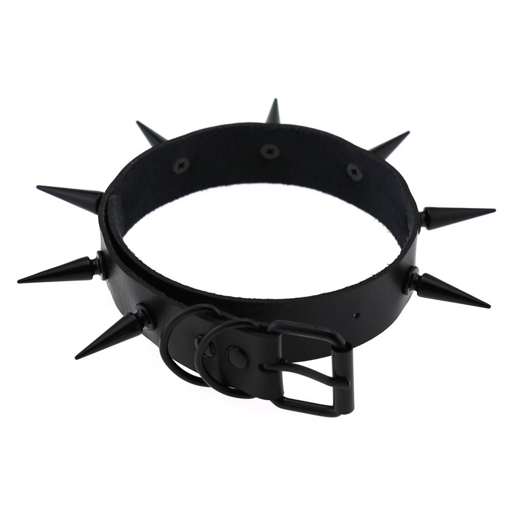 Black Spiked Choker Collar Vegan Leather witch jewelry witches cosplay Necklace goth chocker Gothic Accessories