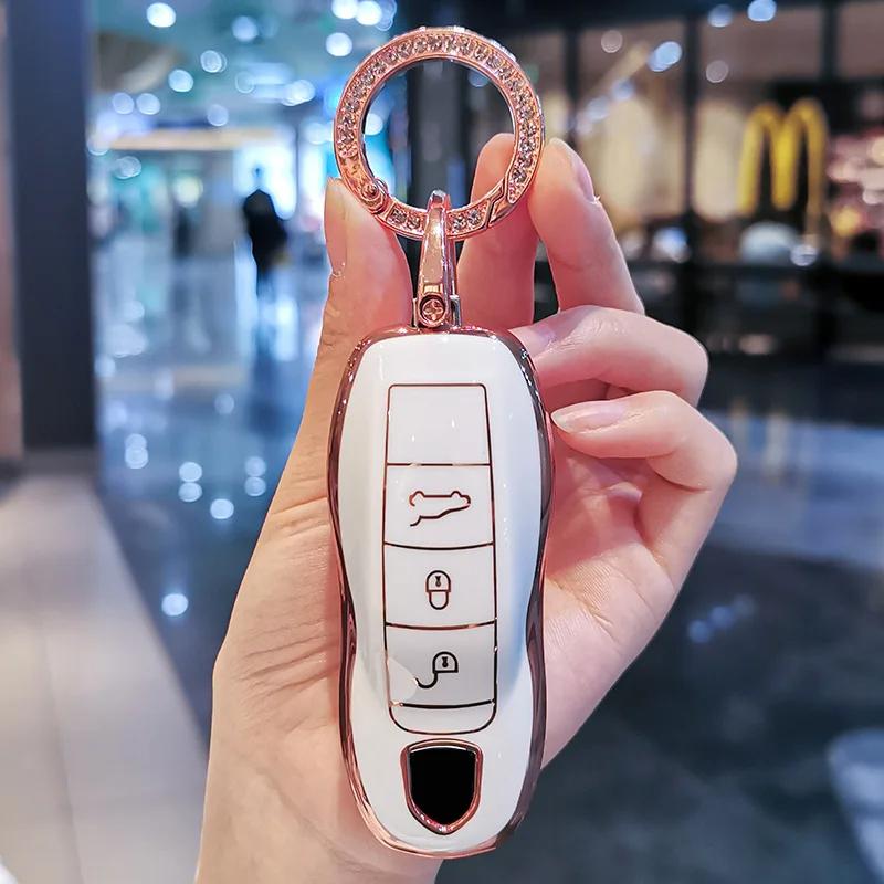 Fashion TPU Car Key Cover Case Shell for Porsche Panamera Carman Macann Bobst Cayenne 911 970 981 991 996 92A Keychain Accessori