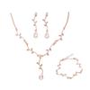 High-End European & American Water Drop Jewelry Set: Cross Necklace, Earrings, Bracelet - Elegant Bridal Banquet Accessories
