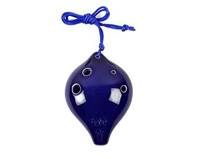 TNG Ocarina, 6-Hole Alto, Blue, Premium C Key, Single Bass (Includes Strap), Glazed Finish