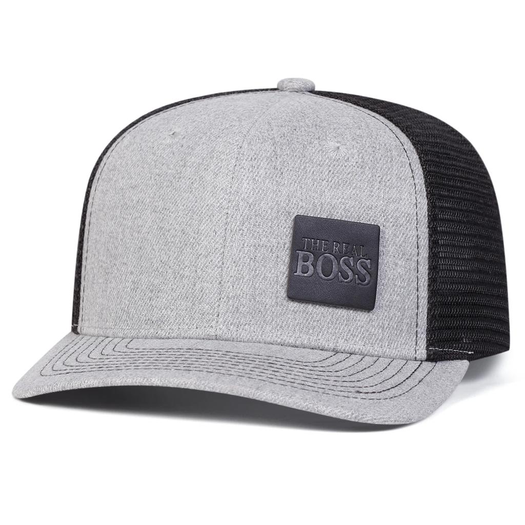 Unisex THE REAL BOSS Letter Leather Label Baseball Net Caps Spring Summer Outdoor Adjustable Casual Hats Dad Hat Sunscreen Hat