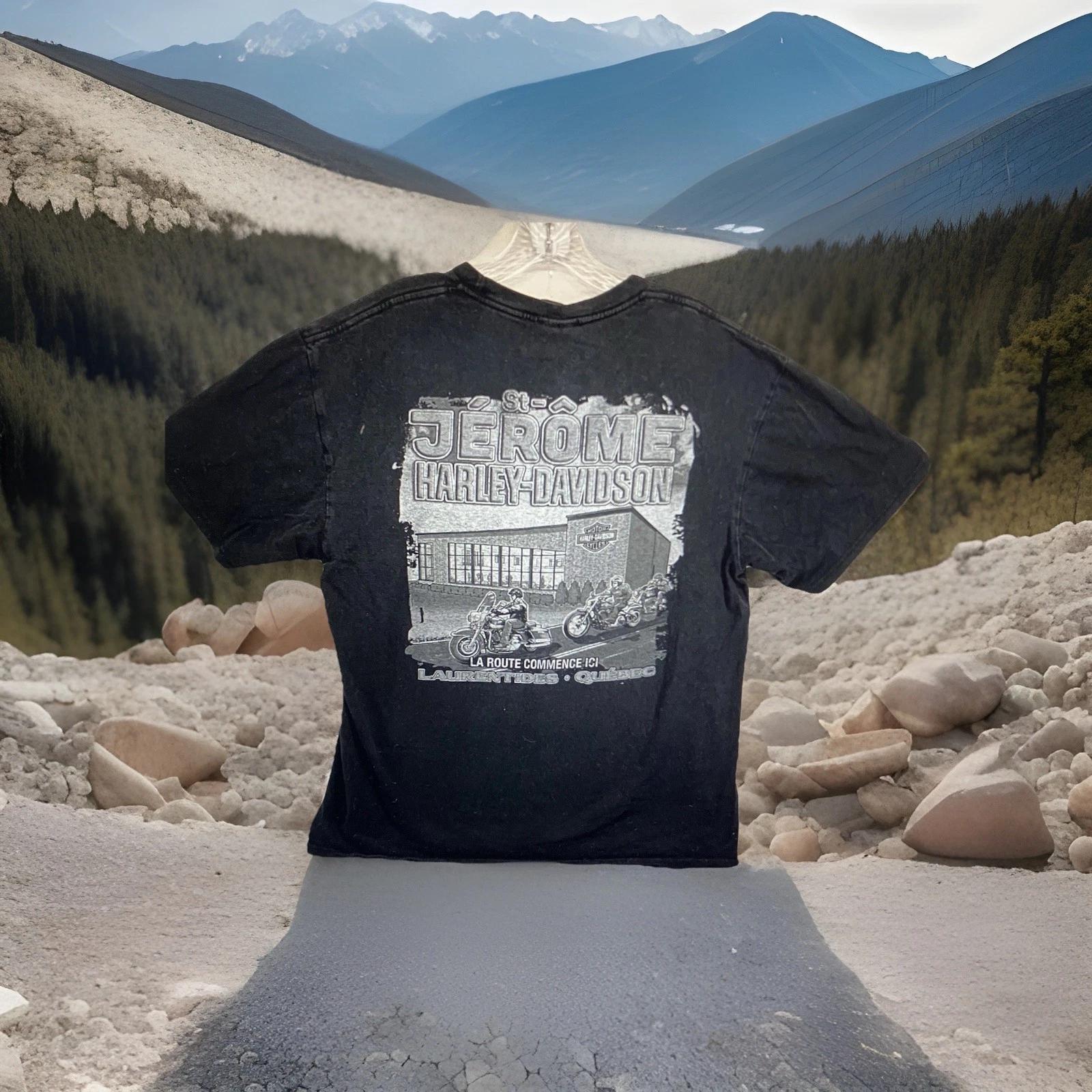 Harley Davidson St Jerome Quebec Canada T-Shirt Adult Large Faded Black 2XL