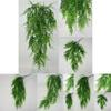 Pure Natural Style Hanging Fake Macrame Fern Succulent Artificial Greenery