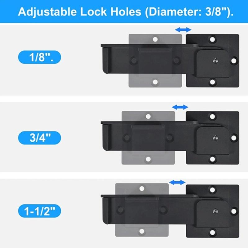 Heavy Duty Metal Flip Latches Adjustable Gate Bar Latch with Padlock Holes for Wooden Door Security Cabinet Furniture, Lock Set