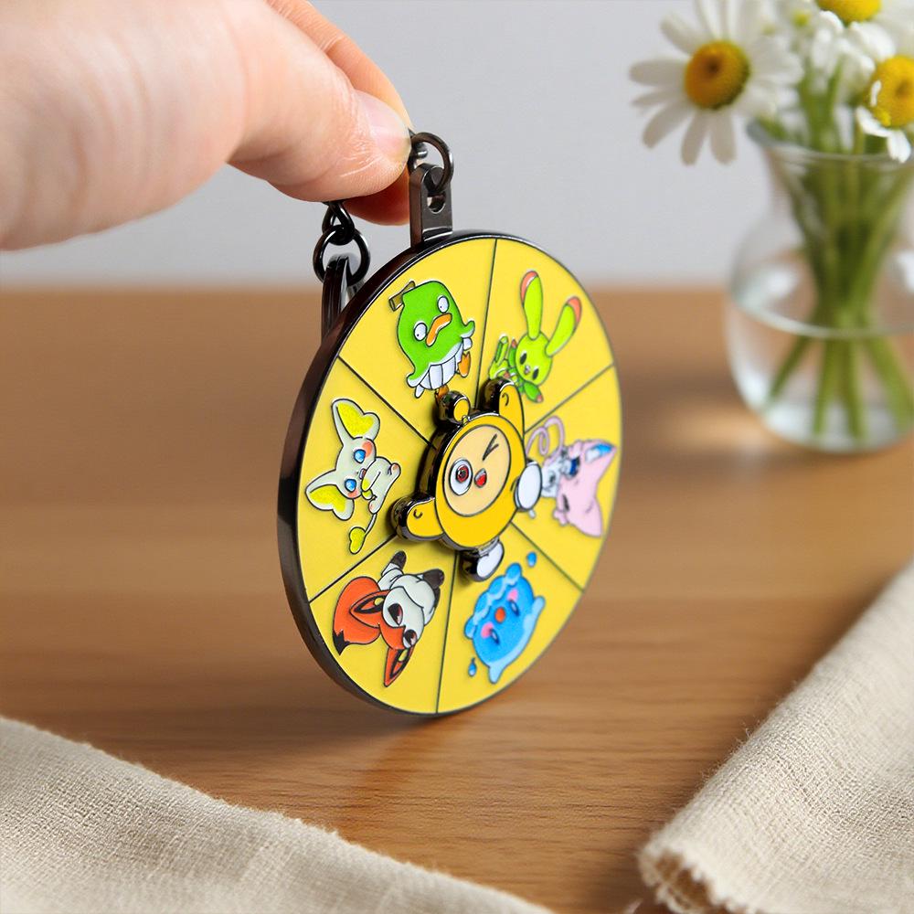 Egg Party Rotating Cartoon Animal Keychain: Classic Game Accessory and Children's Gift