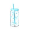 16oz Cute Bow Flower Plastic Water Bottles For Girls Transparent Wooden Lid Straw Cup Ice Coffee Juice Mug Drinkware for Parties
