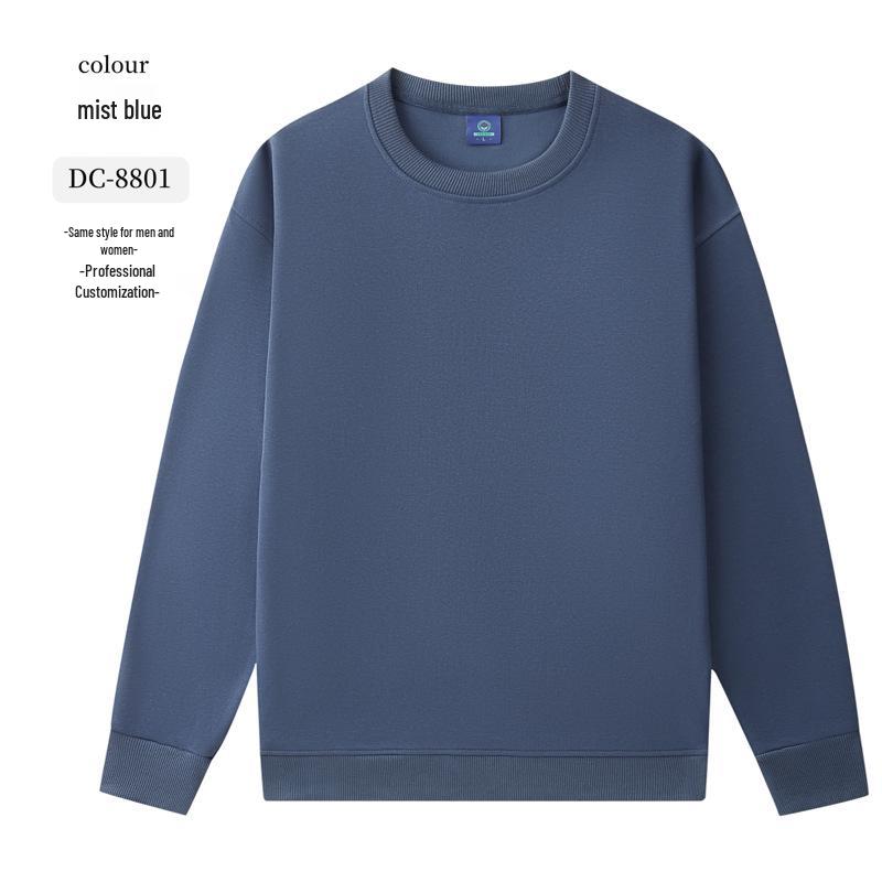 Dark Green Cotton Hoodie with Logo: Corporate Team or Class Uniform, Long Sleeve, Round Neck for Autumn/Winter.