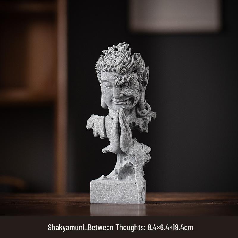 Zen-Style Xian Porcelain Buddha Ornament: Creative Desktop and Tea Room Bonsai Decoration.