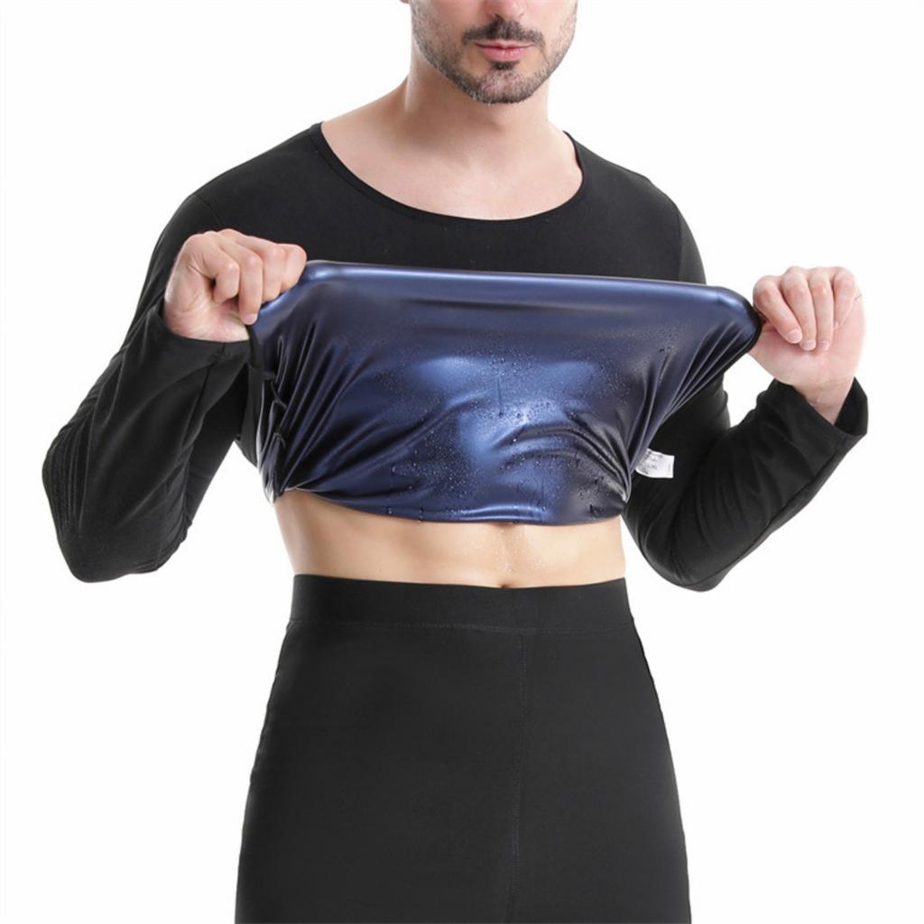 Mens Sauna Suit Hot Polymer Sweat Shirts Long Sleeve Workout Tank Tops Shapewear Waist Trainer Body Shaper Athletic Slimming Sweatshirt
